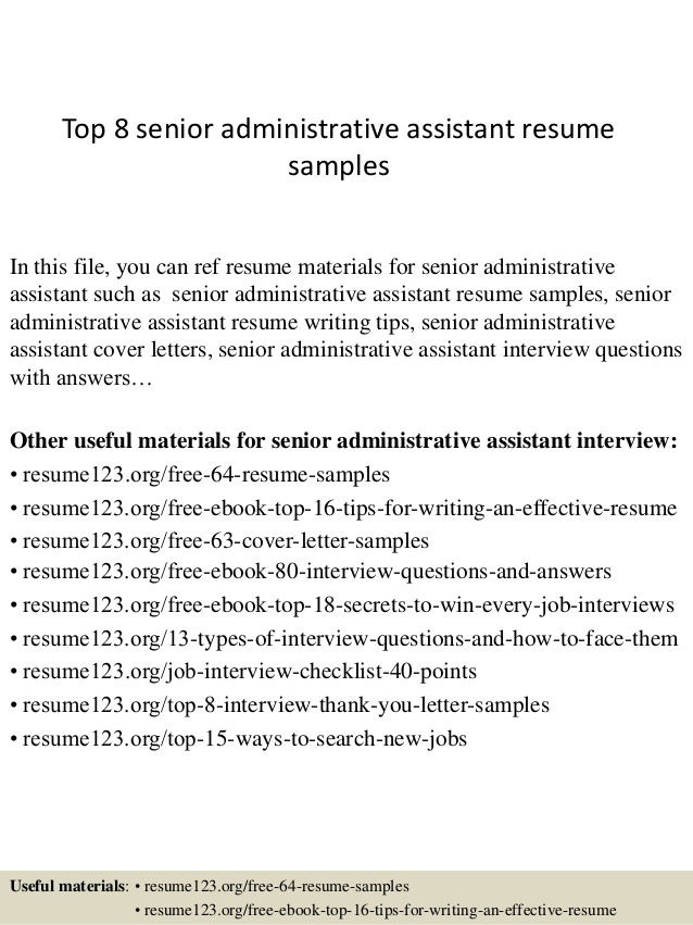 top 8 senior administrative assistant resume samples