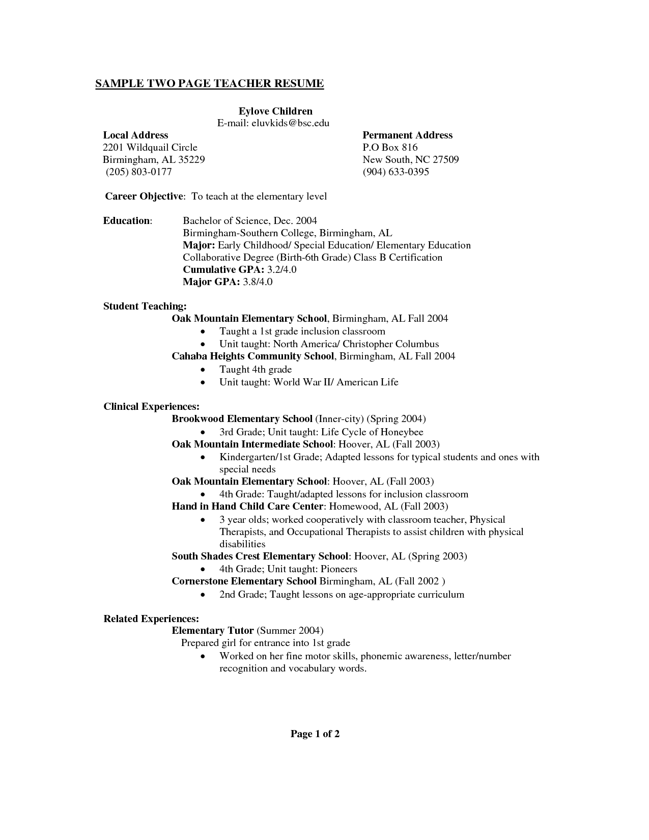 two page resume format example thevillas co