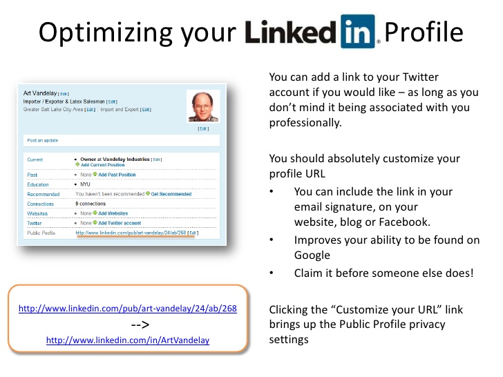 optimizing your linkedin profile br you