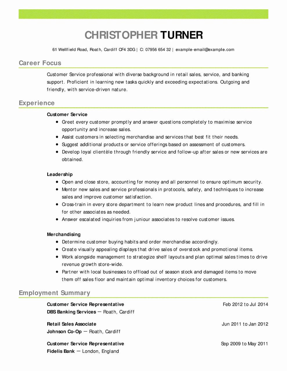 resume templates for customer service representatives examples of