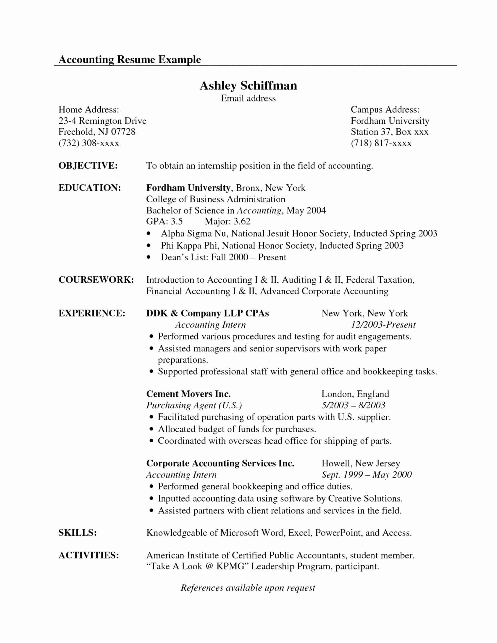 resume format for accountant lovely accounting resume sample