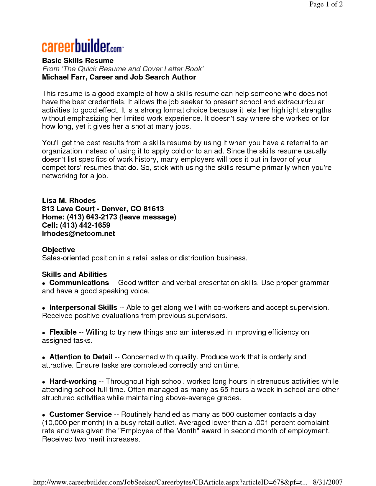 basic resume examples skills http www resumecareer info basic