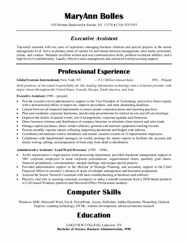 sample resumes administrative assistant resume or executive xwxowndx