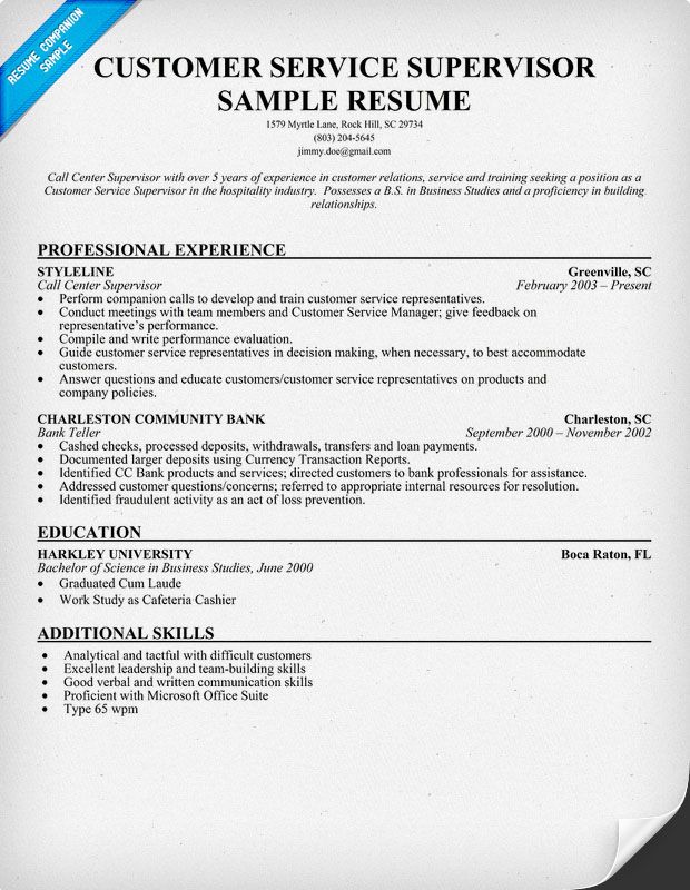 customer service supervisor resume sample resumecompanion com