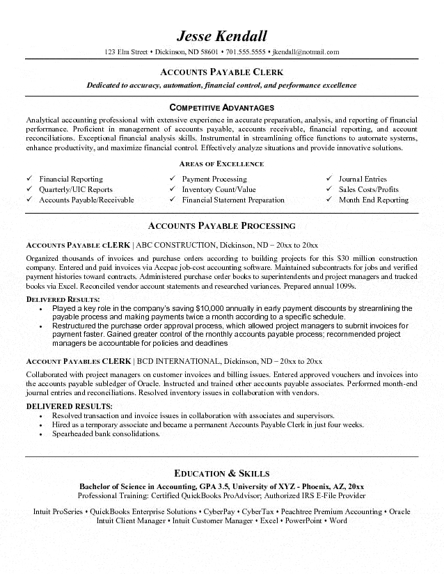 accounts payable clerk resume resumes pinterest sample resume