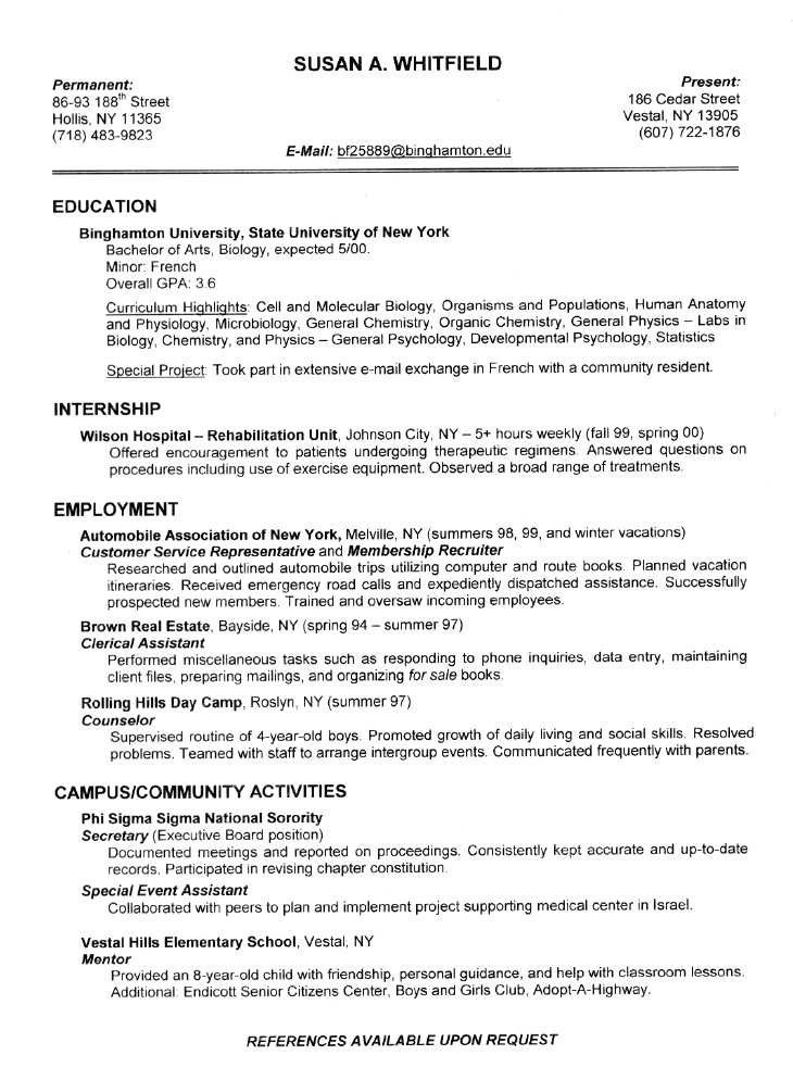 good resume examples for college students sample resumes http