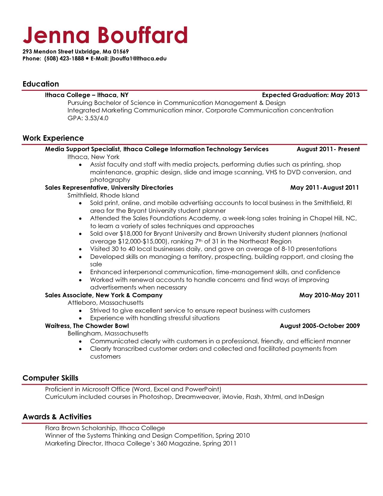 job resume examples for college students good resume examples for