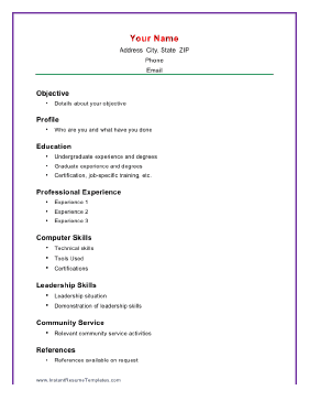 this printable resume template puts the emphasis on academic
