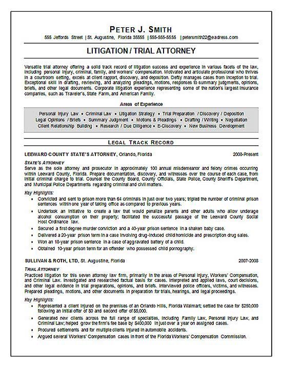 trial attorney resume example pinterest resume examples trials