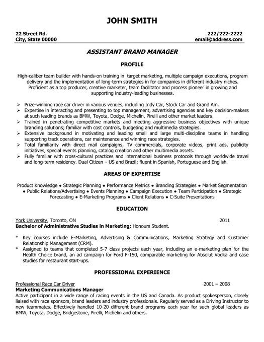click here to download this assistant brand manager resume template