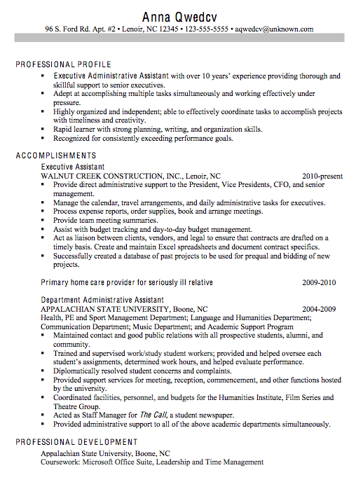 executive administrative assistant resume format resume example 2018