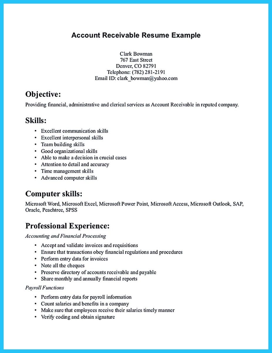 cool awesome account receivable resume to get employer impressed