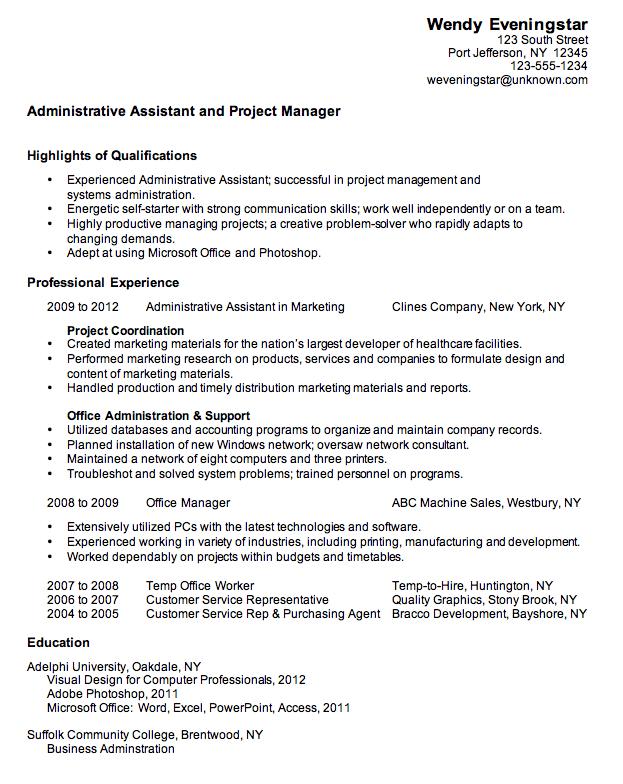 combination resume sample administrative assistant growth