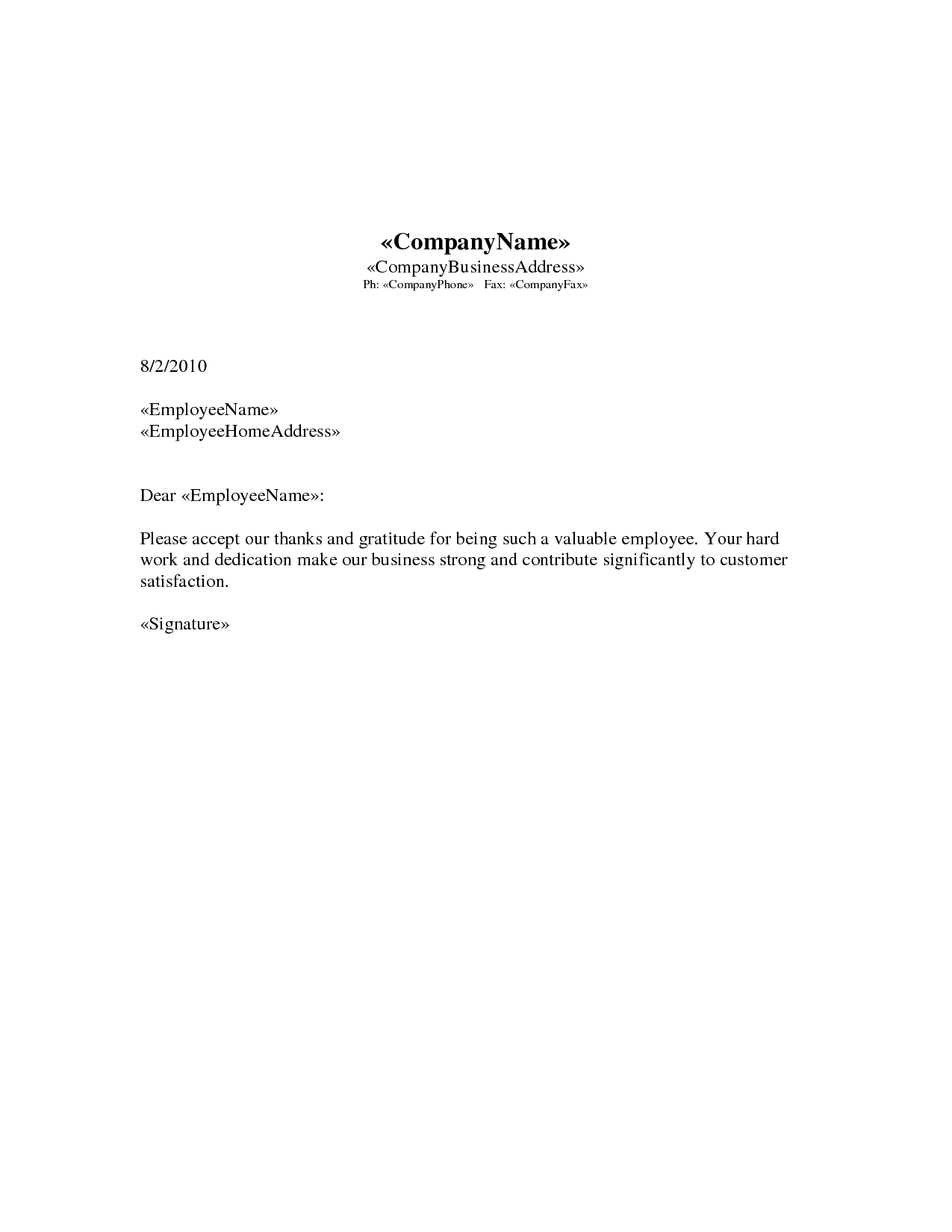 appreciation letter images of employee appreciation letter doc