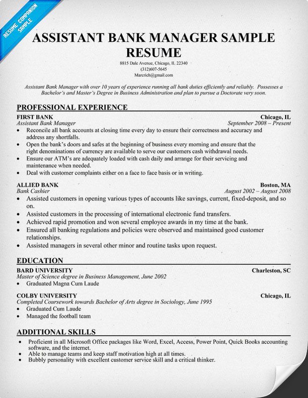 assistant bank manager resume resume samples across all industries