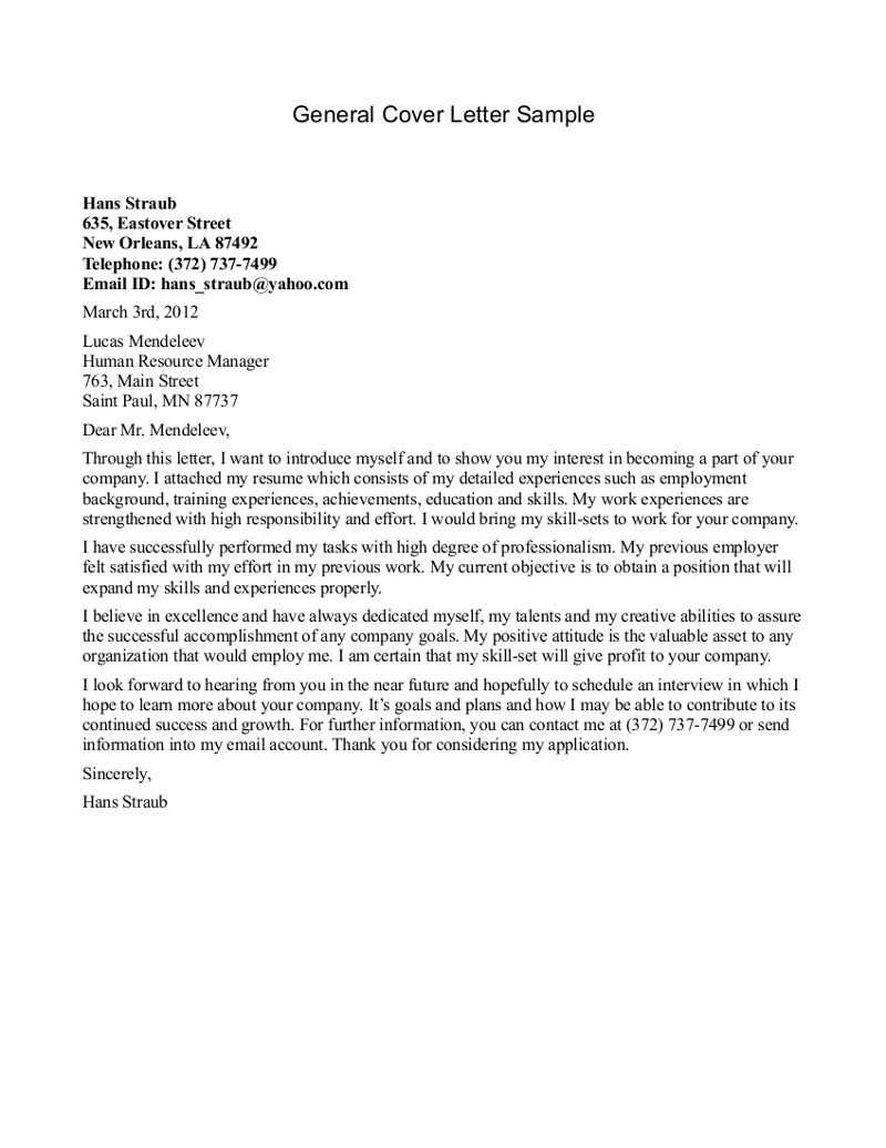 general cover letter sample your choice whether to go into reasons