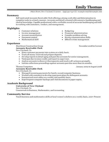 accounts receivable clerk resume examples doc accounting resume