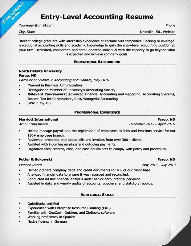 entry level accounting resume example career pinterest resume
