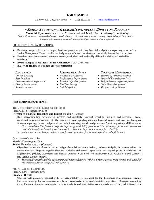 senior accountant resume format http www resumecareer info
