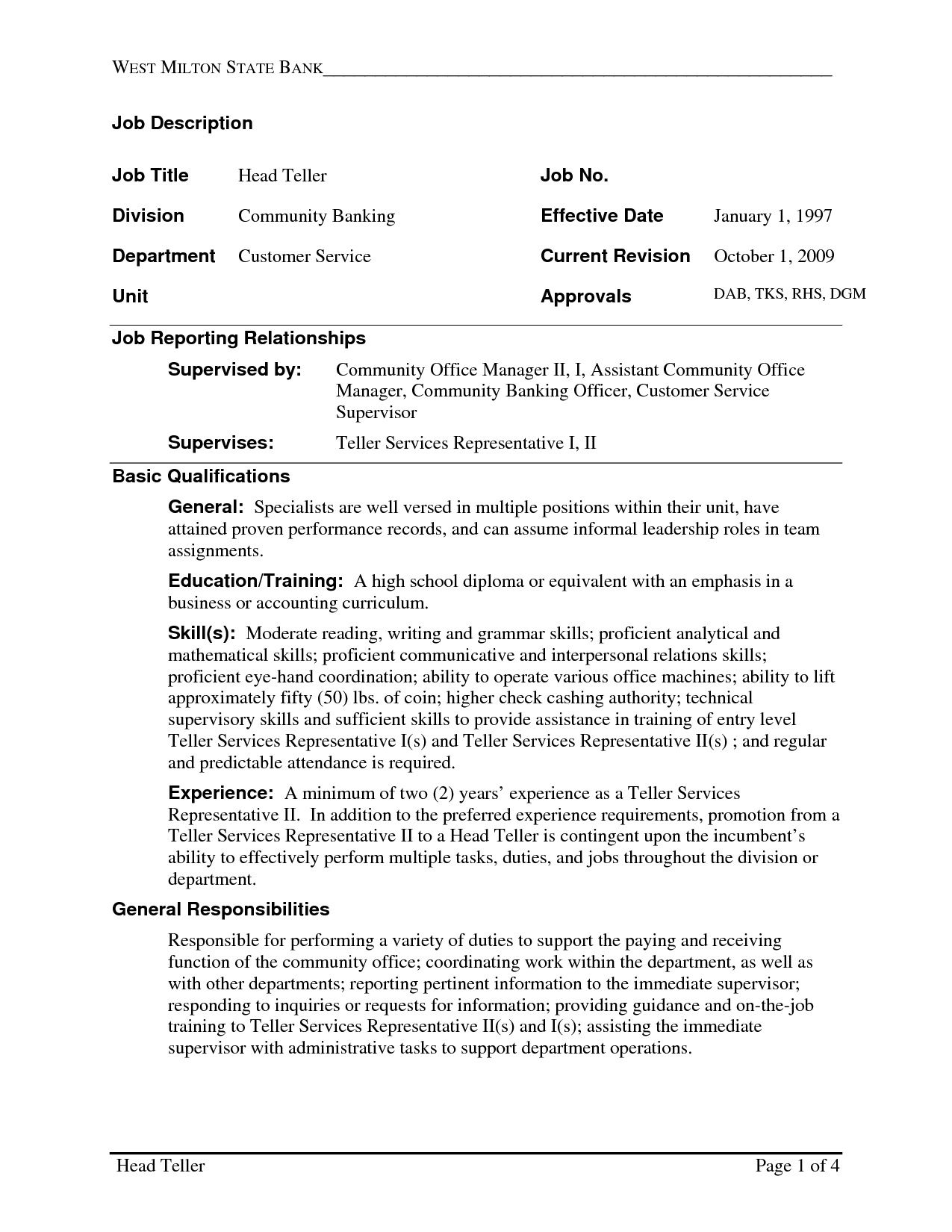 bank teller resume with no experience http topresume info bank