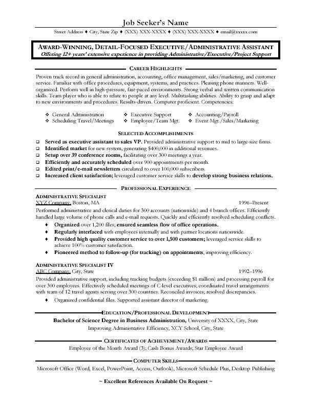 great administrative assistant resumes administrative assistant