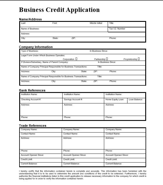business credit application form company templates pinterest