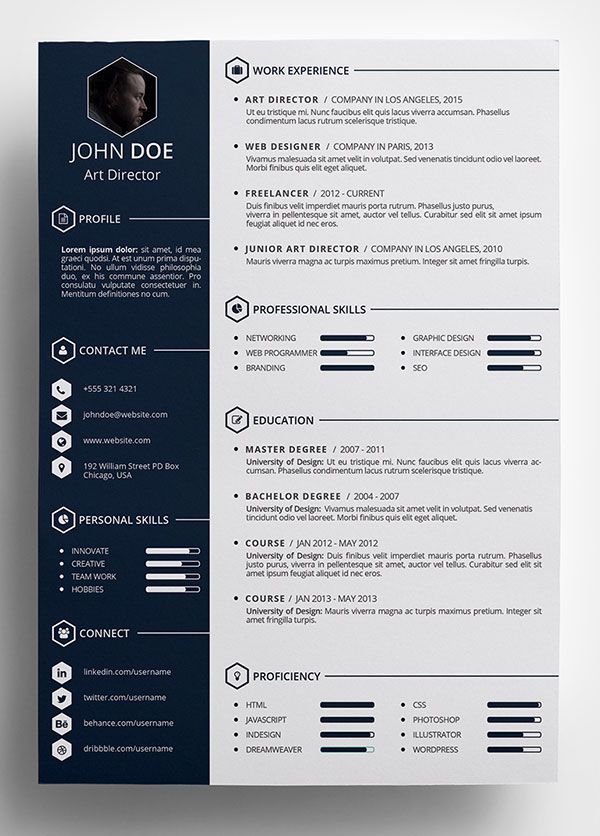 free creative resume template in psd format pinterest