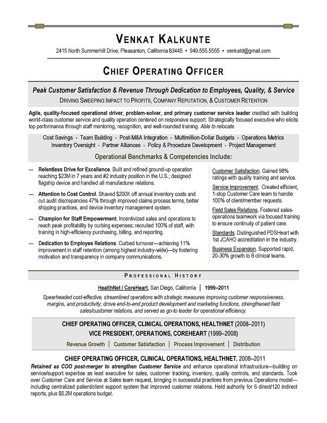 coo sample resume executive resume writer for technology