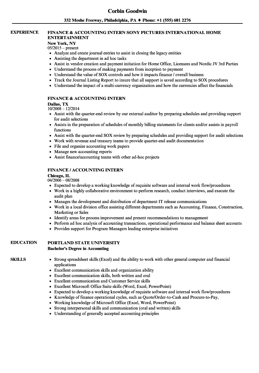 resume sample for accounting