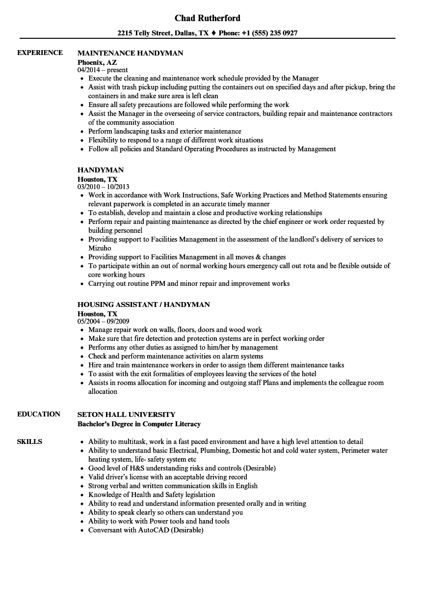 resume for handyman april onthemarch co
