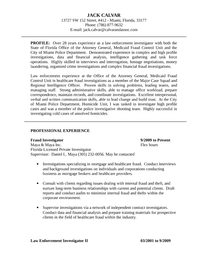 sample investigator resume april onthemarch co