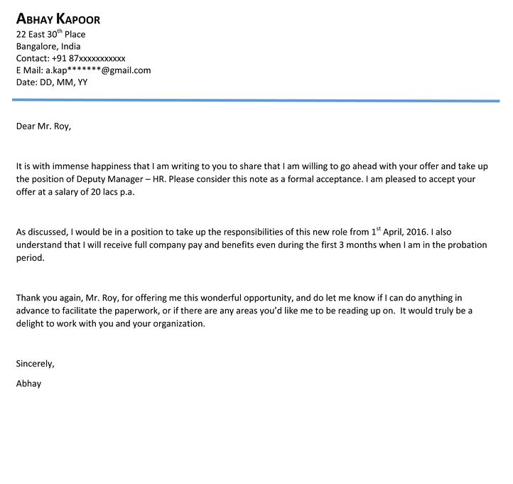 offer acceptance letter offer letter acceptance mail naukri com