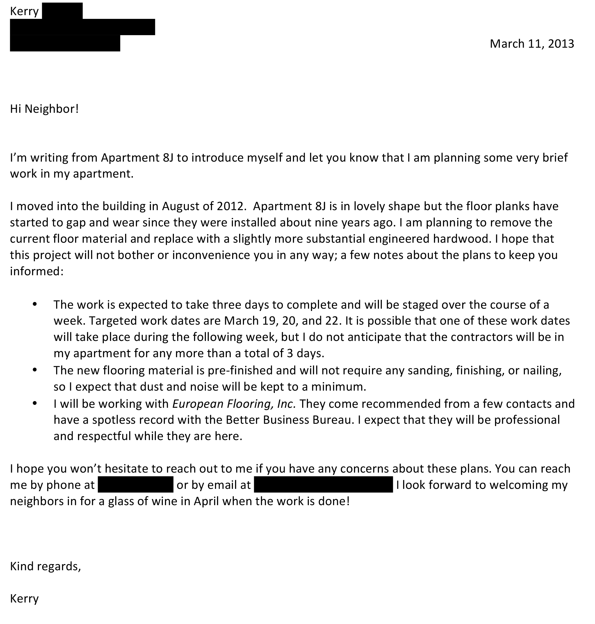 renovation letters to neighbors 3 real life examples