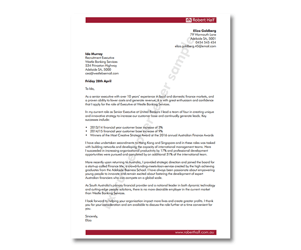 accounting cover letter template robert half