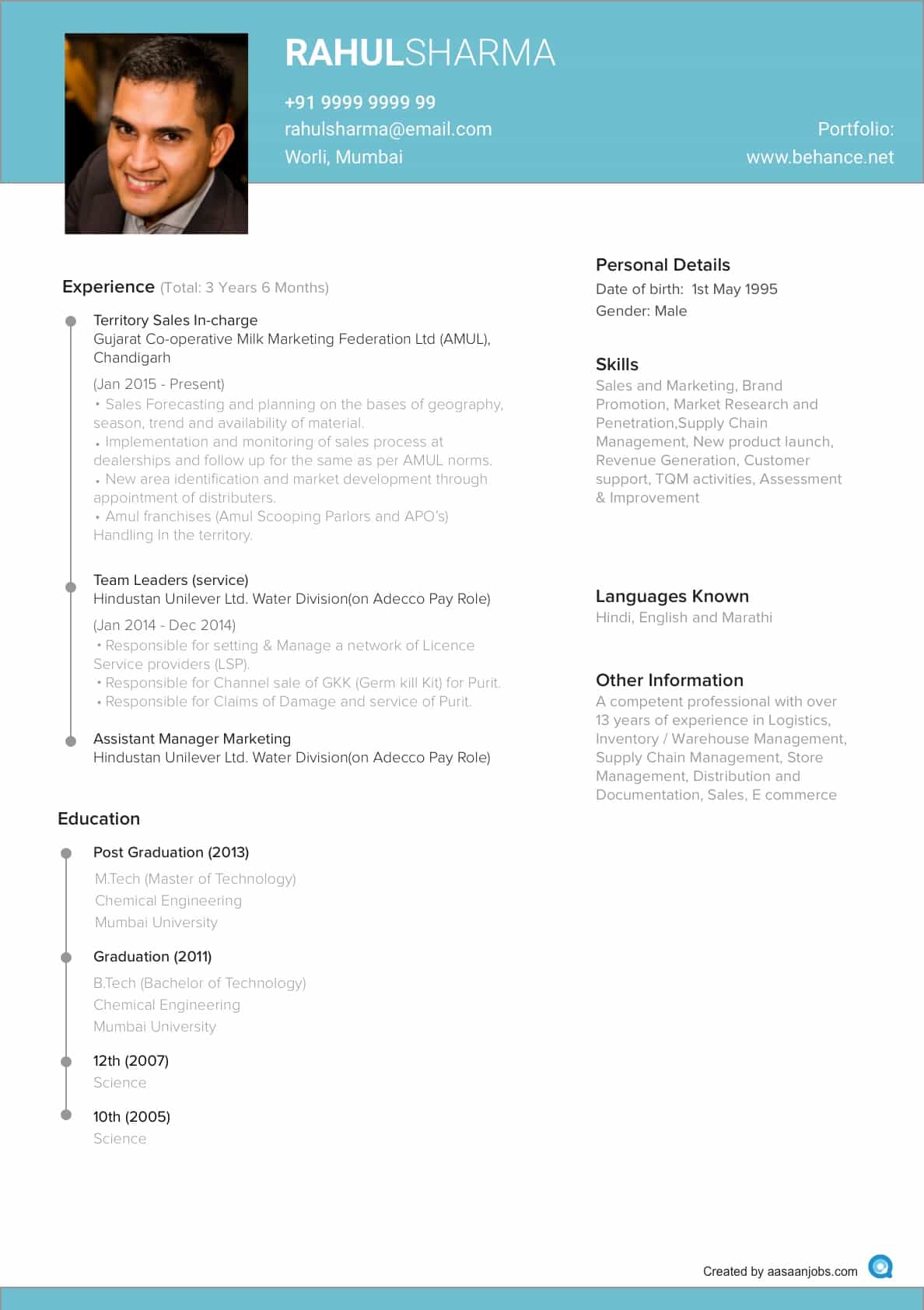 resume format cv format resume sample at aasaanjobs