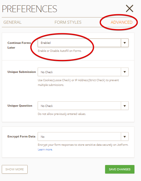 is there a save and resume function for people filling out the form