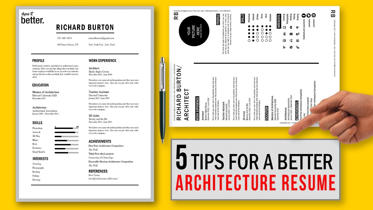 5 tips for a better architecture resume cv free template youtube