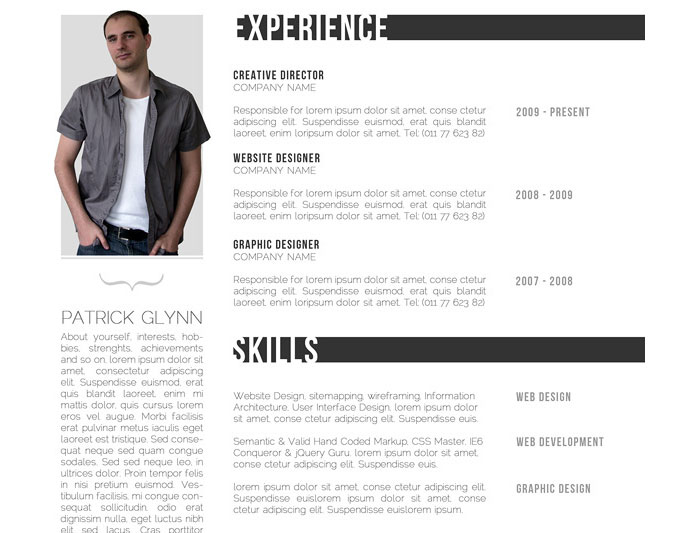 28 free cv resume templates html psd indesign web graphic