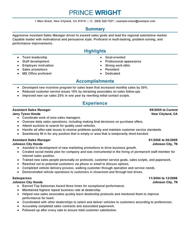unforgettable assistant automotive manager resume examples to stand