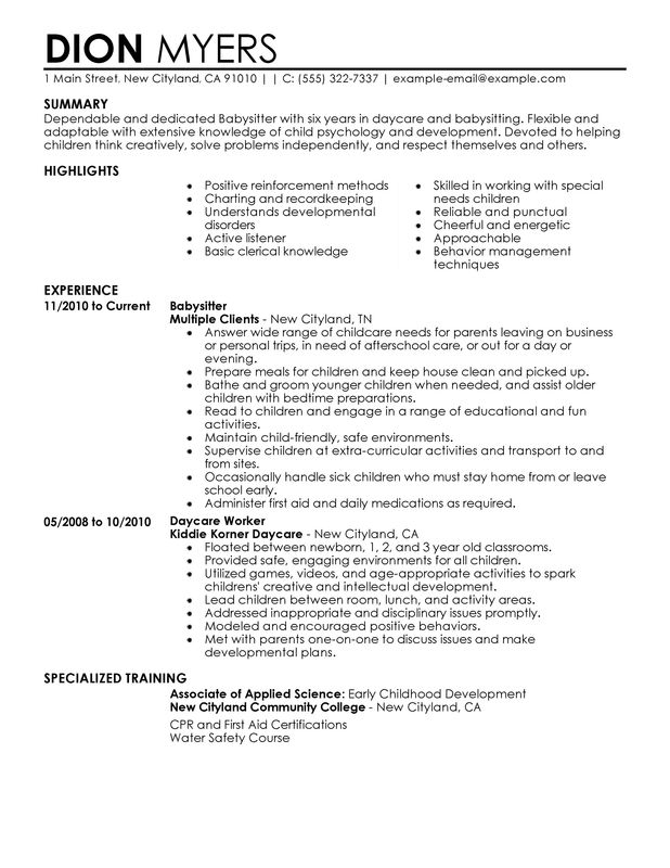 unforgettable babysitter resume examples to stand out myperfectresume