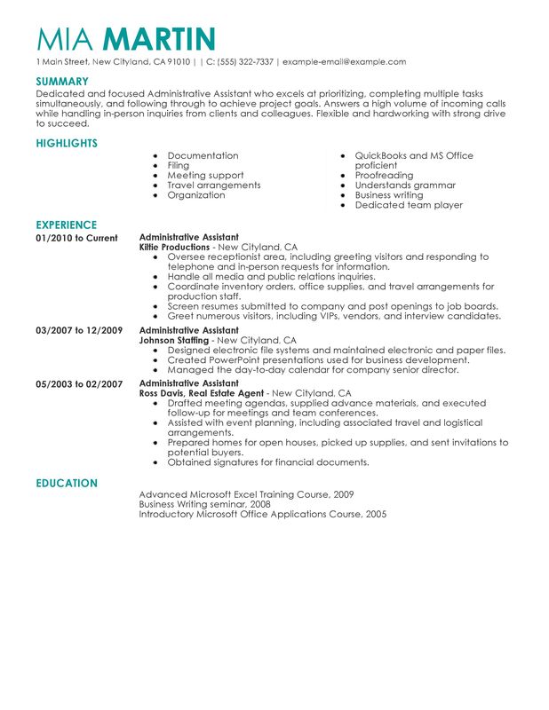 unforgettable administrative assistant resume examples to stand out
