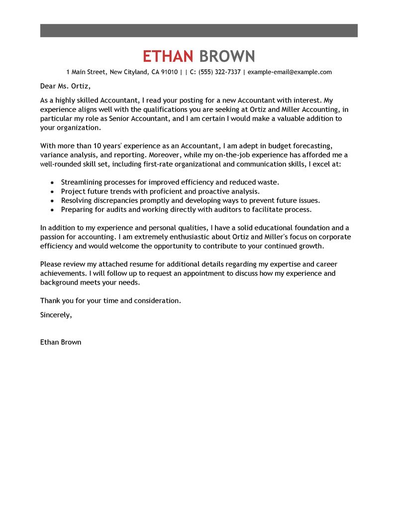 leading accounting finance cover letter examples resources