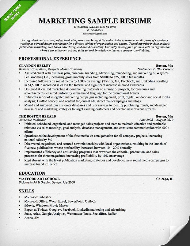 marketing resume sample resume genius