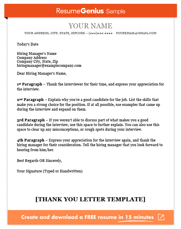 thank you letter template sample and writing guide resume genius