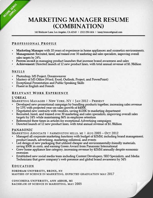marketing resume sample resume genius