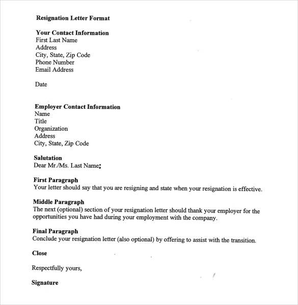 28 simple resignation letter templates pdf doc free premium