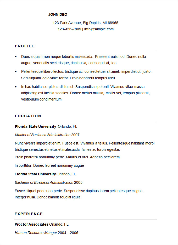 70 basic resume templates pdf doc psd free premium templates