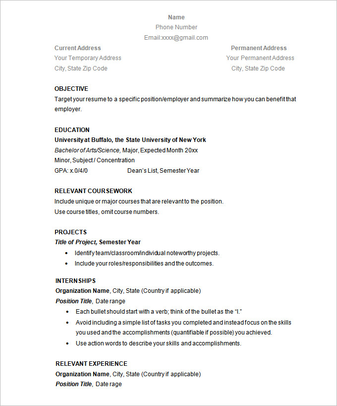 simple resume template 46 free samples examples format download