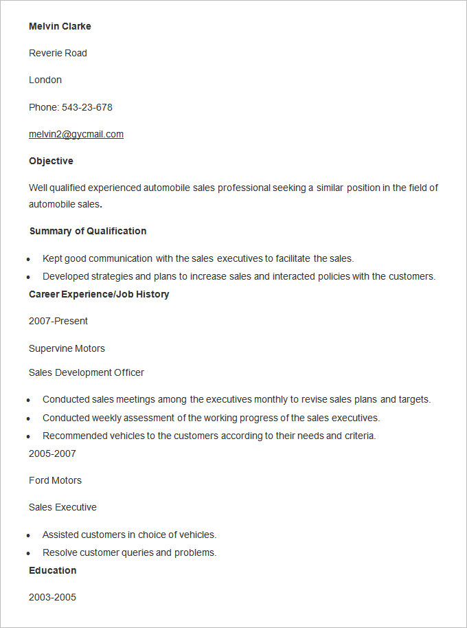 automobile resume templates 25 free word pdf documents download