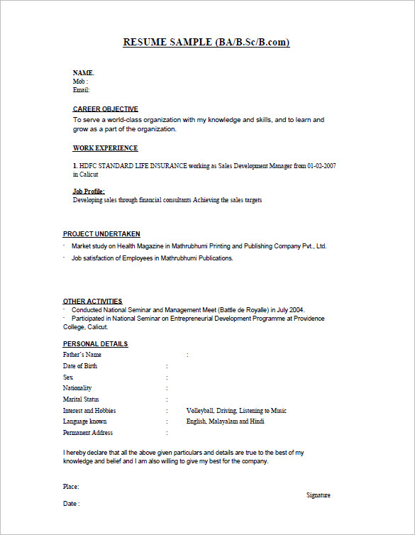 16 resume templates for freshers pdf doc free premium templates